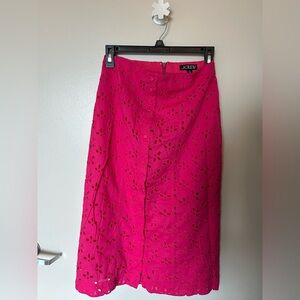 J. Crew Fuchsia Eyelet Midi Skirt